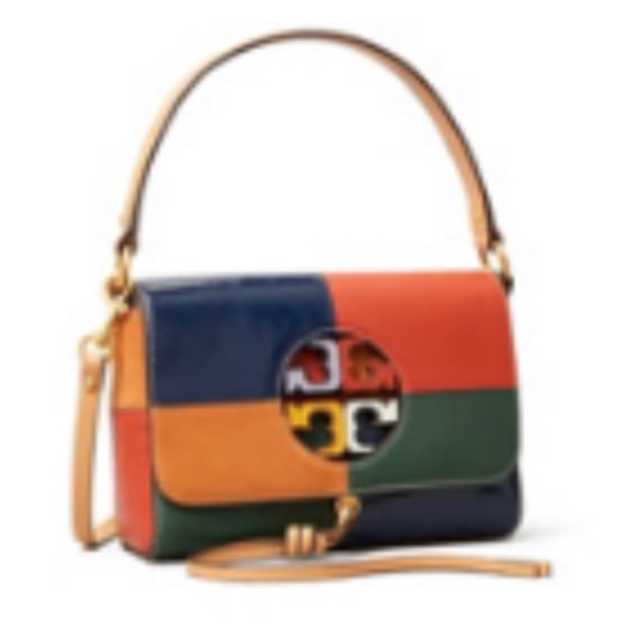 Tory Burch color block mini Miller leather tote cross body bag